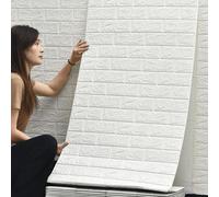 3D Panneau mural autocollant aspect pierre Brique 70 cm x 10 m Papier peint mural blanc pour cuisine chambre salon TV Decor