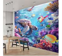 3D Panoramique Murale Animal Marin Tortue De Mer 250x175cm Papier Peint pour Chambre Décoration Murale Poster Tableaux Photo Muraux