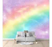 3D Panoramique Murale Ciel Étoilé Dégradé Arc En Ciel 350x256 cm Papier Peint Intissé pour Salon Chambre Enfant Chambre Décoration Murale Poster Tableaux Photo Muraux