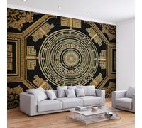 3D Papier Peint Murale Motif Motif grec noir or Papier Peint Panoramique Mural Affiche Géante Décoration Pour Salon TV Fond Chambre D'Enfant Décoration 400 x 280 cm Géométrique Rococo