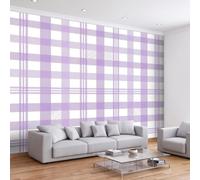 3D Papier Peint Panoramique 300 x 210 cm Géométrie Lignes | Tartan Violet Papier Peint Intissé, Murales Poster pour Salon, Chambre d'enfants Décoration, Murale Facile à Monter