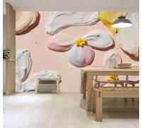 3D Papier Peint Relief Doux Fleurs Rose Pétales Couleur Crème | Texture Soyeuse Haut de Gamme Adaptée au Bureau à la Salle Manger au Coin Canapé Chambre Salon et Mur Derrière TV-150cm×105cm