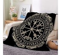 3D Plaid Couverture Polaire en Flanelle Boussole Viking Douce Chaude Microfibre ete Hiver Couverture 150x200 Rune Noeud Celtique Viking Couvre-lit Couverture de cnapé pour Adultes Garcon Enfant