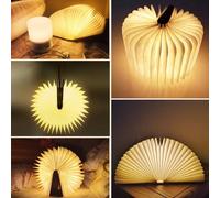 3D pliant créatif LED veilleuse RGB couleur USB Recharge en bois livre lumière décor chambre bureau lampe de Table pour enfant cadeau d'anniversaire