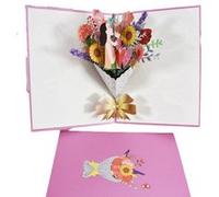 3D Pop up carte de vœux fête des mères FONGWAN bouquet de vacances cadeau-B multicolore G