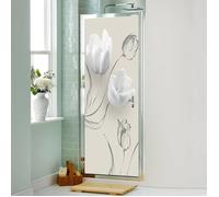 3D Porte Papier Peint Muraux Belle fleur blanche 95x215cm Auto-adhésif Poster Porte PVC Sticker Porte Autocollant Trompe l'œil