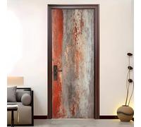 3D Porte Stickers Auto-adhésif Muraux 83x205 cm, Art de Texture de Rouille Industrielle PVC étanche Porte Autocollants pour Salon Cuisine Décoration, Style Minable Amovible Autocollant Affiche
