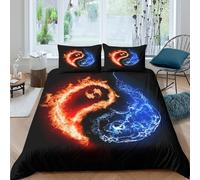 3D Printed Feu Eau Yin Yang Housse de Couette, Microfibre Couvre-lit