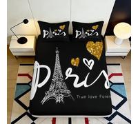 3D Printed Motif Paris Drap-Housse, Microfibre, Couvre-lit, Antidérapant