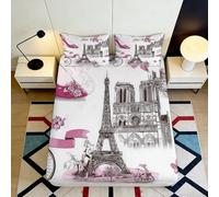 3D Printed Paris Drap Housse, Microfibre Couvre-lit, antidérapant déco