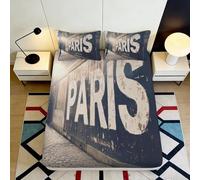 3D Printed Paris Drap Housse, Microfibre Couvre-lit, antidérapant, déco