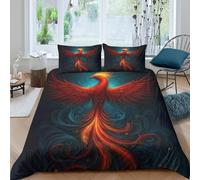 3D Printed Phoenix Housse de Couette, Microfibre Housse de Lit Fermeture