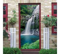 3d Sticker Porte Trompe L'oeil Cascade Stickers Muraux DéCoration De La Maison Autocollant Mural Autocollant D'Art Chambre Salon Affiche Amovible,95x215cm