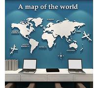 3D Stickers Muraux Carte du Monde Stickers DIY Mural Autocollants Carte Arts Décoration de la Maison pour Chambre, Salon, Cadeau de Noel (L,Blanc)