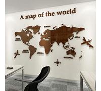 3D Stickers Muraux Carte du Monde Stickers DIY Mural Autocollants Carte Arts Décoration de la Maison pour Chambre, Salon, Cadeau de Noel (M,Marron)