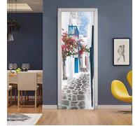3D Stickers Porte Autocollants de Décoration pour Porte, WOVTE Pvc Trompe L'oeil Mural,Decoration Porte,L(45x200cmx2Pcs),Style A
