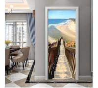 3D Stickers Porte Autocollants de Décoration pour Porte, WOVTE Pvc Trompe L'oeil Mural,Decoration Porte,L(45x200cmx2Pcs),Style F