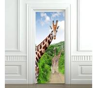 3D Stickers Porte Girafe Animale 80 X 200 Cm Auto-Adhésif Mural Décoration De La Maison Stickers Muraux Chambre Salon Affiche Amovible Art Autocollants - Photos De Porte - Peintures Mur-124034112304