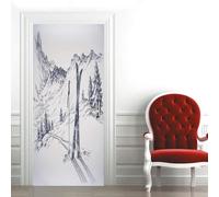 3D Stickers Porte Paysage De Montagne Enneigé D'Hiver 88 X 200 Cm Auto-Adhésif Mural Décoration De La Maison Stickers Muraux Chambre Salon Affiche Amovible Art Autocollants - Photos De -4563360653500