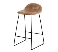 3D Tabouret de bar 65 Noyer - Sledge Base Noir - Patins en feutre Gubi - 5715015971522