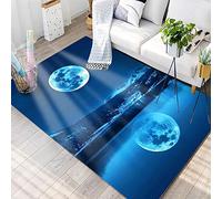 3D Tapis Star Galaxie Univers Motif Petit Tapis Salon Moderne Chambre Carre Antidérapant Enfant Ado Décoration Tapis, Gamer Tapis de Chaise Bleu Noir Lavable Antidérapant (D,100 x 160 cm)