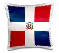 3dRose Taie d'oreiller « Drapeau de la République Dominicaine - Carrés Bleu Marine et Rouge avec Croix Blanche - Blason de Bouclier », Multicolore, 40,6 x 40,6 cm