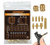 3DZWMAN M4 Inserts filetés pour les pièces d'impression 3D en plastique | 80 pièces Écrous moletés en laiton métrique avec 7 pannes à souder et adaptateur (40 pièces M4x4x6 et 40 pièces M4x7x6)