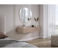3E 3xE living.com Coiffeuse Suspendue avec Deux tiroirs, façade rainurée - Brun Caramel, 100 x 40 x 16 cm