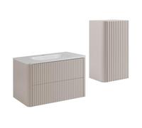 3E 3xE living.com Ensemble Salle de Bains à Vasque et Demi-Colonne, Cachemire, 80 x 48 x 44 cm