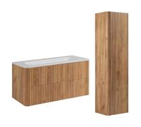 3E 3xE living.com Ensemble Salle de Bains Meuble 100 à Vasque et Colonne, chêne Craft, 100,30 x 48,4 x 43,7 cm