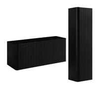 3E 3xE living.com Ensemble Salle de Bains Meuble 120 à Plan et Colonne, Noir, 120,80 x 48,4 x 44,2 cm