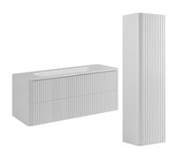 3E 3xE living.com Ensemble Salle de Bains Meuble 120 à Vasque et Colonne, Blanc, 120,30 x 48,4 x 43,7 cm