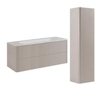 3E 3xE living.com Ensemble Salle de Bains Meuble 120 à Vasque et Colonne, Cachemire, 120,30 x 48,4 x 43,7 cm
