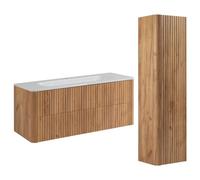 3E 3xE living.com Ensemble Salle de Bains Meuble 120 à Vasque et Colonne, chêne Craft, 120,30 x 48,4 x 43,7 cm