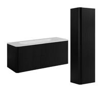 3E 3xE living.com Ensemble Salle de Bains Meuble 120 à Vasque et Colonne, Noir, 120,30 x 48,4 x 43,7 cm