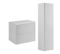 3E 3xE living.com Ensemble Salle de Bains Meuble 60 à Plan et Colonne, Blanc, 60,80 x 48,4 x 44,2 cm