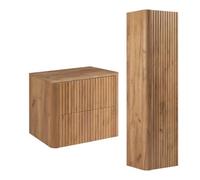 3E 3xE living.com Ensemble Salle de Bains Meuble 60 à Plan et Colonne, chêne Craft, 60,80 x 48,4 x 44,2 cm