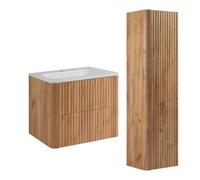 3E 3xE living.com Ensemble Salle de Bains Meuble 60 à Vasque et Colonne, chêne Craft, 60,30 x 48,4 x 43,7 cm