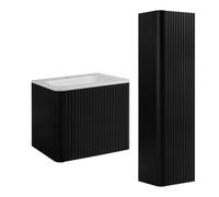 3E 3xE living.com Ensemble Salle de Bains Meuble 60 à Vasque et Colonne, Noir, 60,30 x 48,4 x 43,7 cm