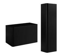 3E 3xE living.com Ensemble Salle de Bains Meuble 80 à Plan et Colonne, Noir, 80,80 x 48,4 x 44,2 cm