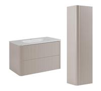 3E 3xE living.com Ensemble Salle de Bains Meuble 80 à Vasque et Colonne, Cachemire, 80,30 x 48,4 x 43,7 cm