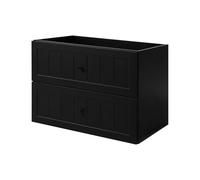 3E 3xE living.com Meuble de Salle de Bain sous Vasque avec Plan, 2 Tiroirs à Fermeture Douce, Façade Cannelée MDF 19 mm, Noir + Plan Chêne Noyer, Poignées Noires, Pieds Noirs, 80 x 46 x 73,6 cm
