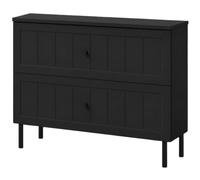 3E 3xE living.com Meuble de Salle de Bain sous Vasque avec Plan, 2 Tiroirs à Fermeture Douce, Façade Cannelée MDF 19 mm, Noir + Plan Noir, Poignées Noires, Pieds Noirs, 80 x 46 x 73,6 cm