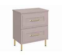 3E 3xE living.com Meuble de Salle de Bain sous Vasque avec Plan, 2 Tiroirs à Fermeture Douce, Façade Cannelée MDF 19 mm, Cachemire + Plan Cachemire, Poignées Dorées, Pieds Dorés, 60 x 46 x 73,6 cm