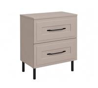 3E 3xE living.com Meuble de Salle de Bain sous Vasque avec Plan, 2 Tiroirs à Fermeture Douce, Façade Cannelée MDF 19 mm, Cachemire + Plan Cachemire, Poignées Noires, Pieds Noirs, 60 x 46 x 73,6 cm