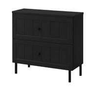 3E 3xE living.com Meuble de Salle de Bain sous Vasque avec Plan, 2 Tiroirs à Fermeture Douce, Façade Cannelée MDF 19 mm, Noir + Plan Noir, Poignées Noires, Pieds Noirs, 60 x 46 x 73,6 cm