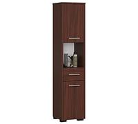3E 3xE living.com Meuble de Salle de Bain sur Pied : Un tiroir, Deux Portes, Cinq étagères, Couleur : wengé, D : L : 30 cm, H : 140 cm, P : 30 cm.