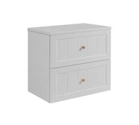 3E 3xE living.com Meuble de Salle de Bain Suspendu 60 cm à tiroirs, Coloris Blanc + Plan de Travail marbre Bianco, 60 x 46 x 58,6 cm