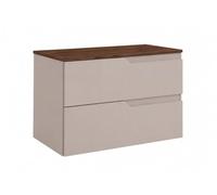 3E 3xE living.com Meuble de Salle de Bain Suspendu 80 cm à tiroirs, Coloris Cachemire + Plan de Travail Noyer, 80 x 46 x 58,6 cm