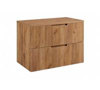 3E 3xE living.com Meuble de Salle de Bain Suspendu 80 cm à tiroirs, Coloris chêne Craft + Plan de Travail chêne Craft, avec poignées, 80 x 46 x 58,6 cm